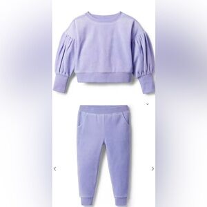 Janie and Jack Velour Puff Sleeve Sweatshirt + Velour Jogger